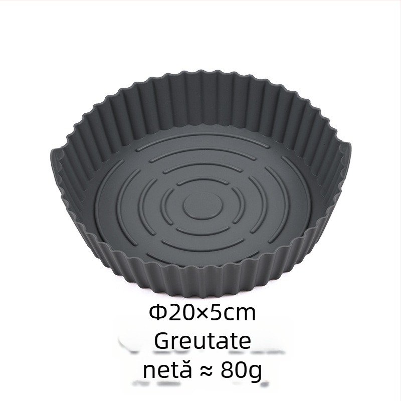 Tavă din silicon pentru air fryer, rezistentă la temperaturi înalte, silicon alimentar, dimensiuni mari și mici, utilizare casnică