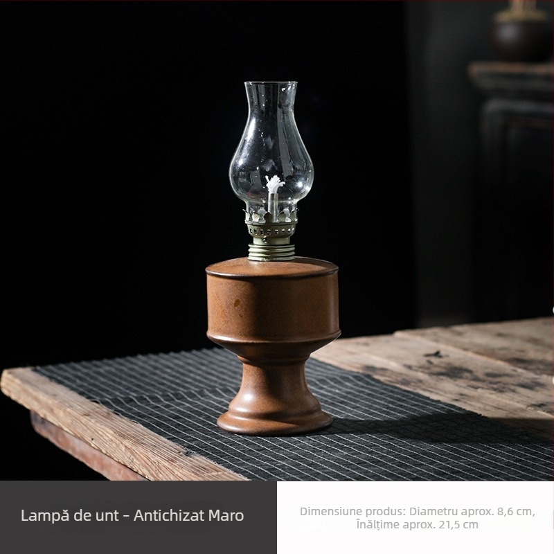 Lampă ceramică de unt, în stil chinezesc — suport pentru altarul templului, ofrande către Buddha