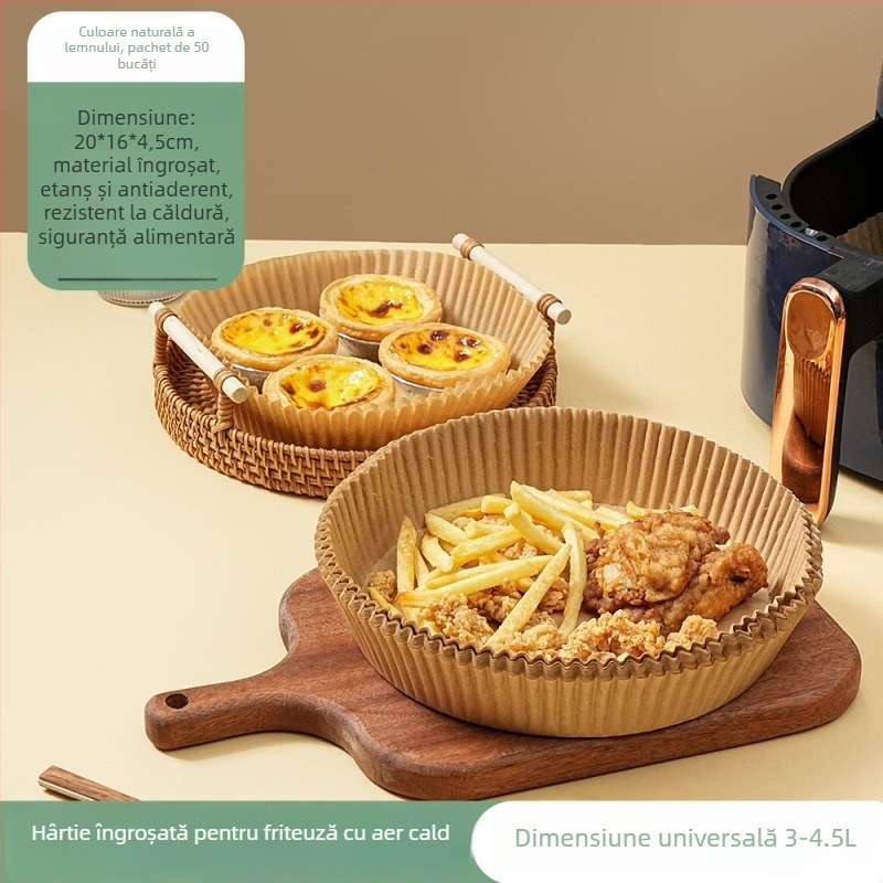 Disc rotund pentru air fryer, hârtie de copt cu acoperire de silicon, de calitate alimentară, de unică folosință, hârtie absorbantă pentru ulei, pentru coacere