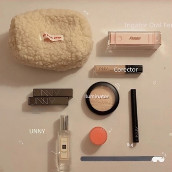 Penar în stil japonez, cu lână de miel, gentuță pluș pentru birotică și cosmetică, capacitate mare