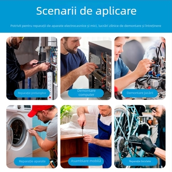 Set de șurubelnițe cu clichet, 14 în 1, cu biti încrucișați și vârfuri speciale pentru reparații la domiciliu și în autovehicul