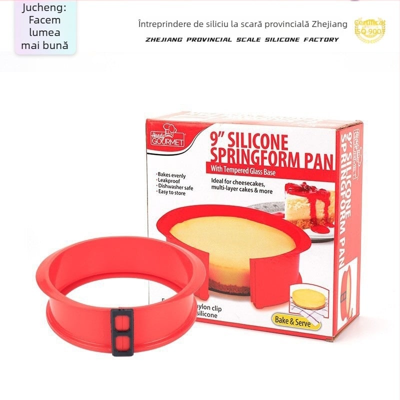 Formă din silicon pentru prăjituri cu forme rotundă, pătrată și dreptunghiulară, bază din sticlă temperată pentru chec chiffon și mousse.