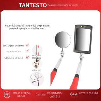 Unealtă magnetică din oțel inoxidabil, cu tijă flexibilă și oglindă de inspecție pentru partea inferioară a automobilului, pentru extragerea șuruburilor