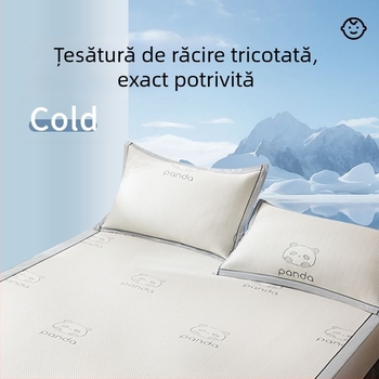 Covoraș Panda din mătase de gheață, răcoros pentru vară, lavabil, pliabil, moale pentru uz casnic