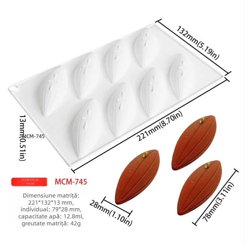 Formă din silicon cu 6 cavități pentru mousse de cacao și ciocolată