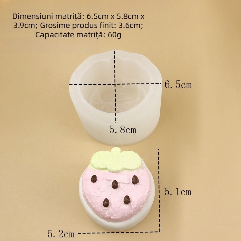 Formă din silicon pentru coacere: baton cu căpșună și lapte, biscuit cu cremă de căpșuni și mousse