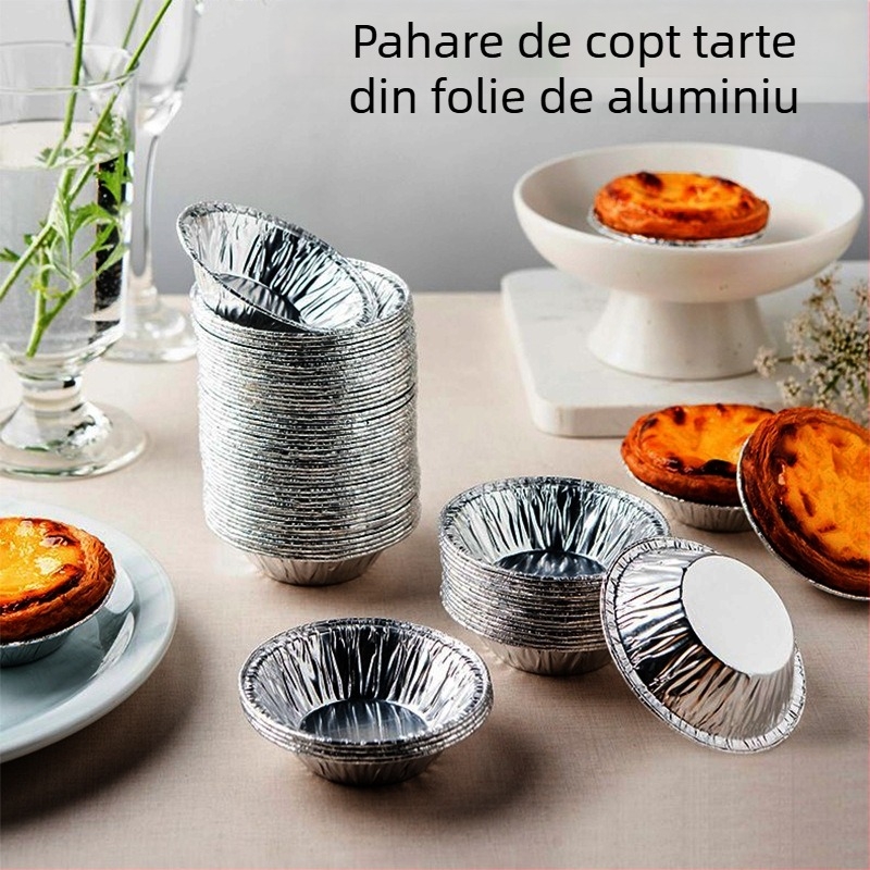 Forme de tartă cu ou de unică folosință, cu cupe din folie de aluminiu, forme de copt din aluminiu, dimensiune mică