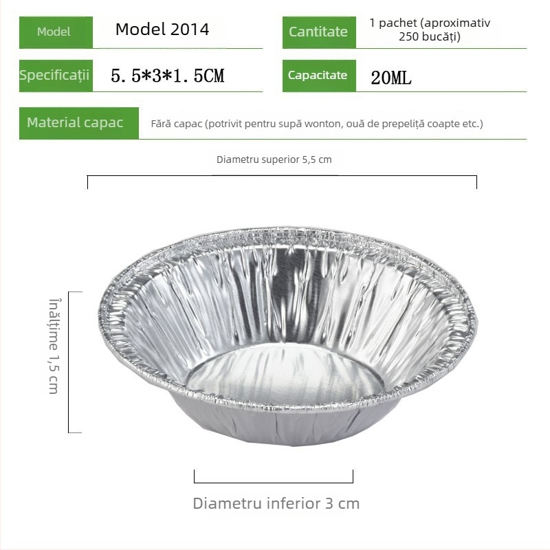 Forme de tartă cu ou de unică folosință, cu cupe din folie de aluminiu, forme de copt din aluminiu, dimensiune mică