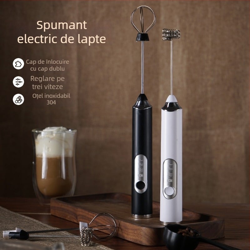 Bătător electric de mână pentru ouă și spumă de lapte, compact, fără fir
