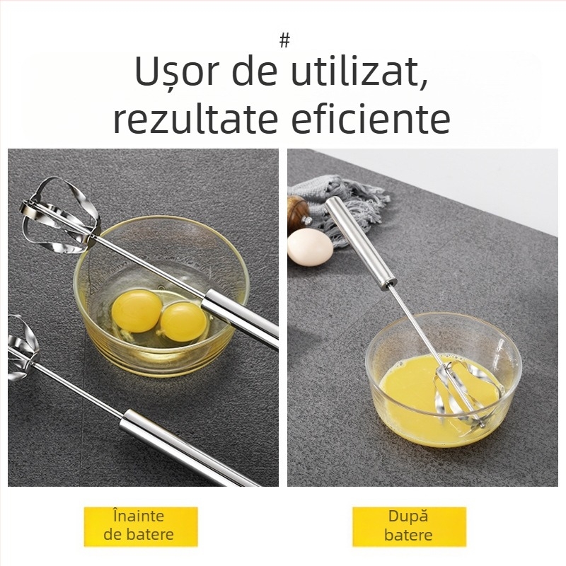 Bețișor de ou din oțel inoxidabil, semi-automat rotativ, pentru spumă de lapte în bucătăria de acasă