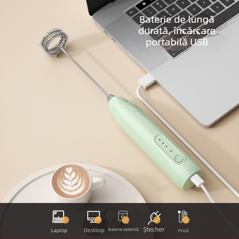 Spumător electric pentru lapte, mixer manual mini pentru cafea