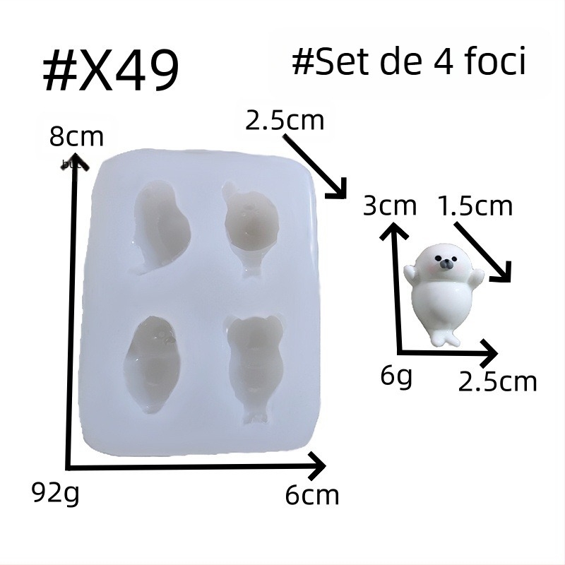 Set DIY 3D din silicon pentru foca mică, pasăre mică și om de zăpadă – ornament pentru mașină