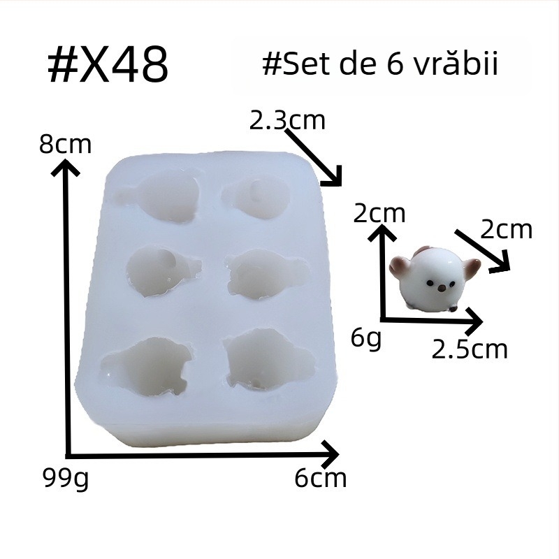 Set DIY 3D din silicon pentru foca mică, pasăre mică și om de zăpadă – ornament pentru mașină
