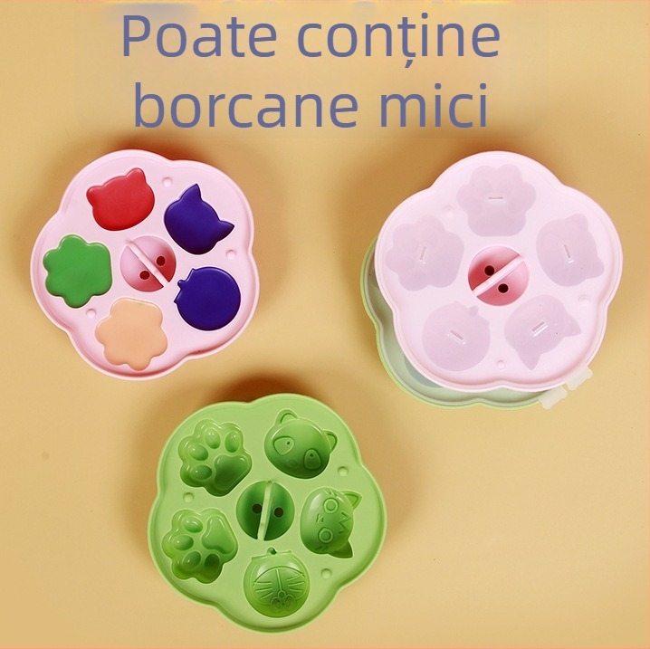 Formă din silicon alimentar pentru bebeluși, formă de prăjituri la abur cu design desen animat, pentru hrana pentru copii și cuburi de gheață, rezistentă la temperaturi înalte, potrivită pentru cuptor, mașina de spălat vase și frigider