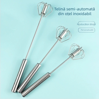 Bătător de ouă semi-automat, mixer manual compact din oțel inoxidabil