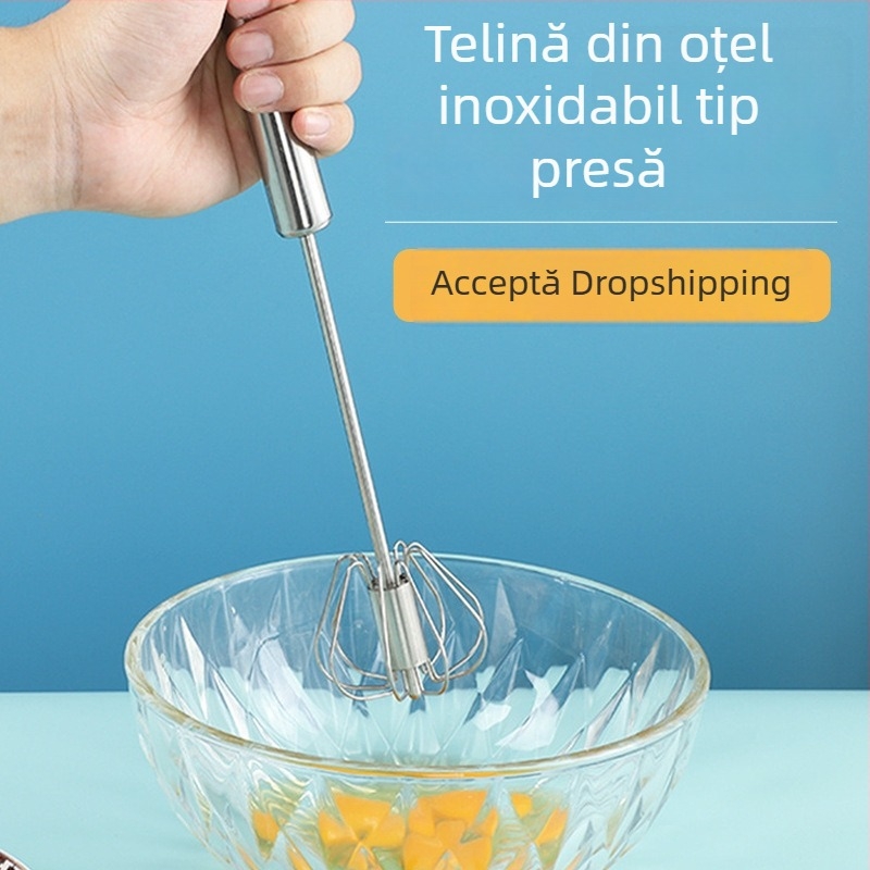Bătător de ouă semi-automat, mixer manual compact din oțel inoxidabil
