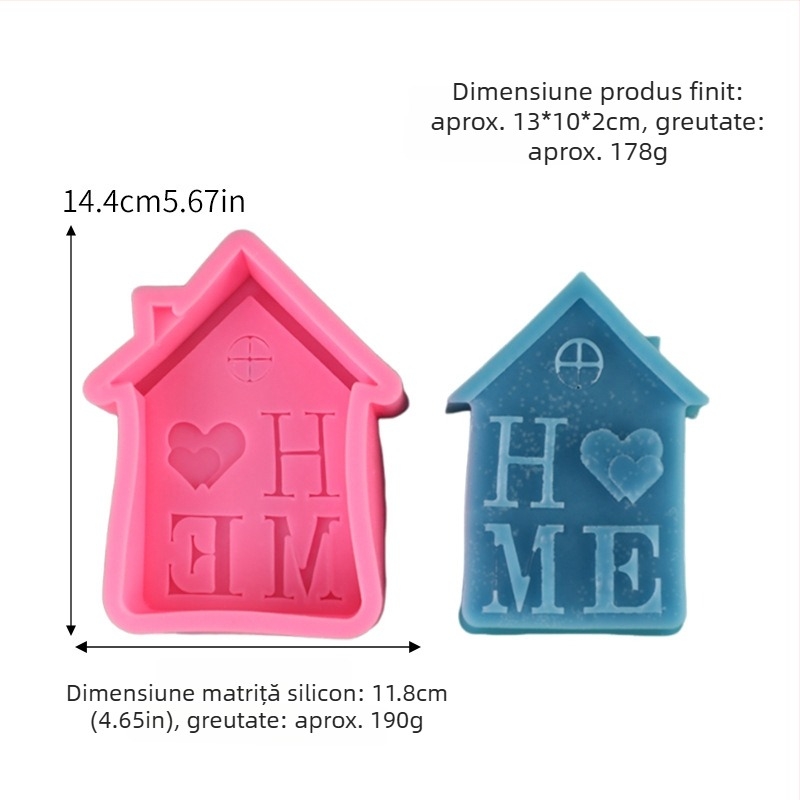 Formă din silicon pentru fondant și prăjituri - casă cu inimă și litere, realizată manual, design creativ pentru coacere