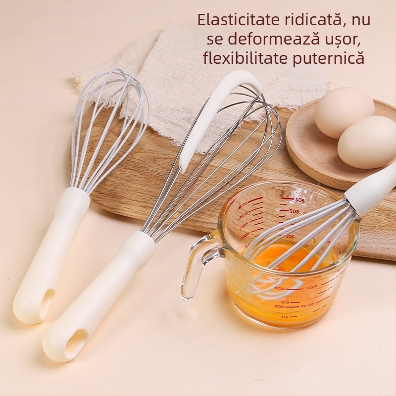 Amestecător manual pentru ouă cu mâner PP, silicon și oțel inoxidabil, spumator de lapte, ustensilă de bucătărie pentru coacere