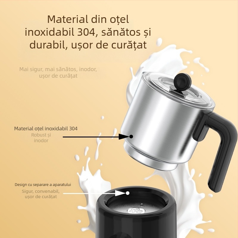 T-Colors Spumător de lapte electric, complet automat, pentru lapte cald și rece, utilizare în gospodărie, artă latte, amestecare lapte încălzit