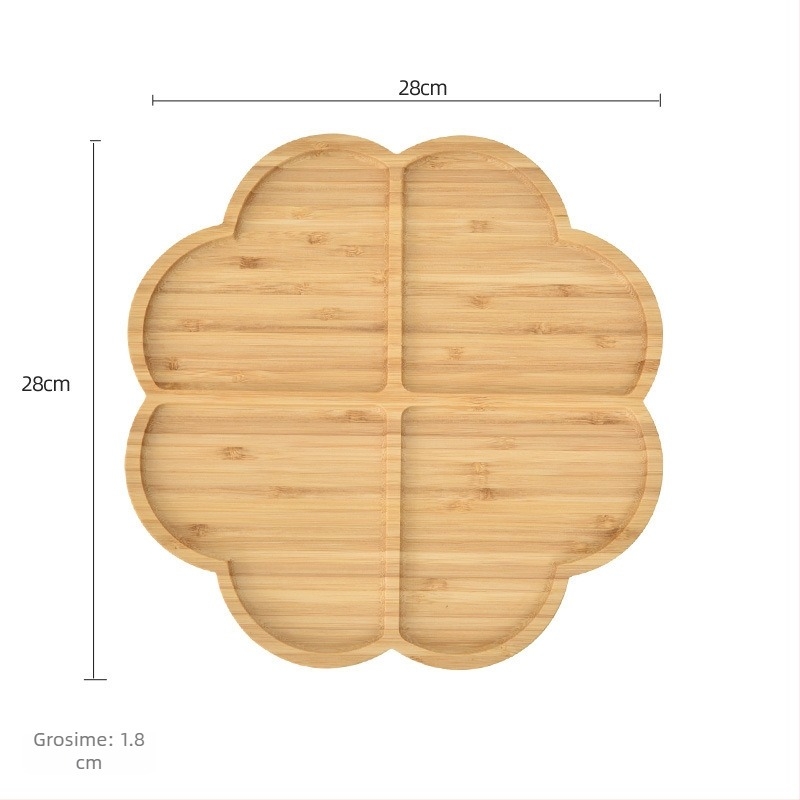 Veselă din lemn de bambus: tavă pentru mic dejun și farfurie pentru pizza și pâine, design modern minimalist, pentru mâncăruri occidentale, gustări și ceai de după-amiază