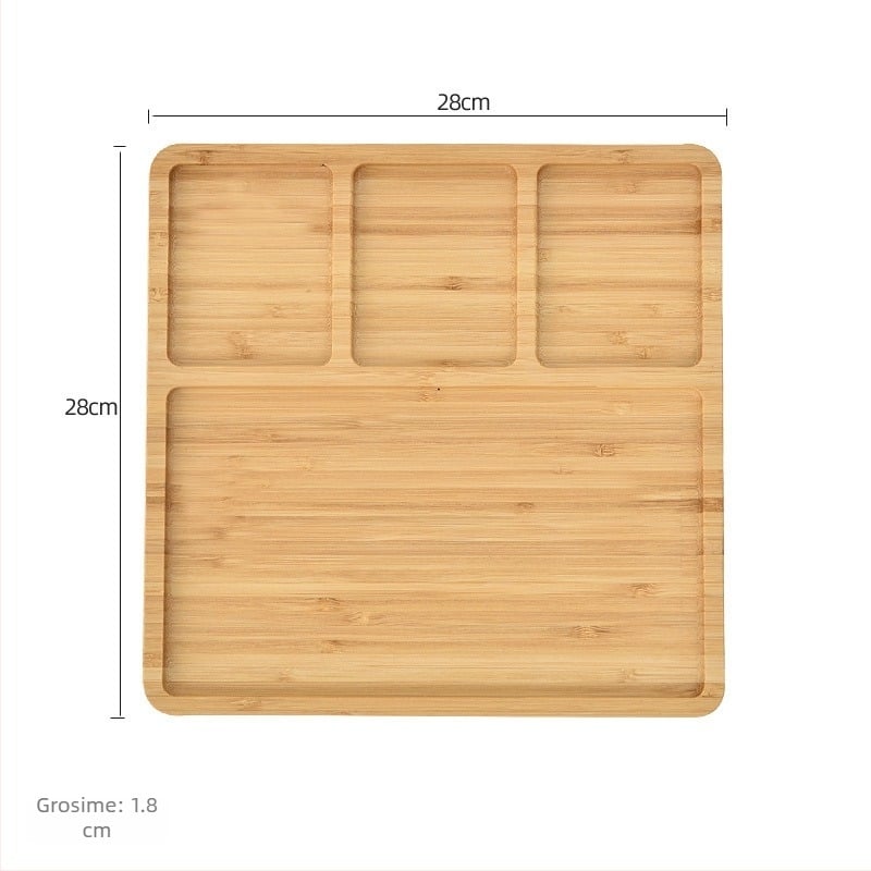 Veselă din lemn de bambus: tavă pentru mic dejun și farfurie pentru pizza și pâine, design modern minimalist, pentru mâncăruri occidentale, gustări și ceai de după-amiază
