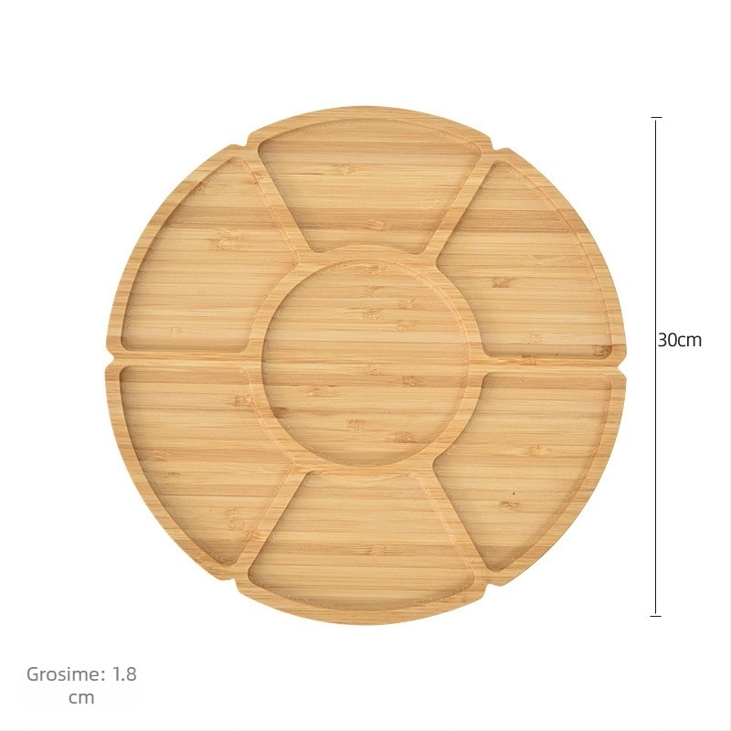 Veselă din lemn de bambus: tavă pentru mic dejun și farfurie pentru pizza și pâine, design modern minimalist, pentru mâncăruri occidentale, gustări și ceai de după-amiază