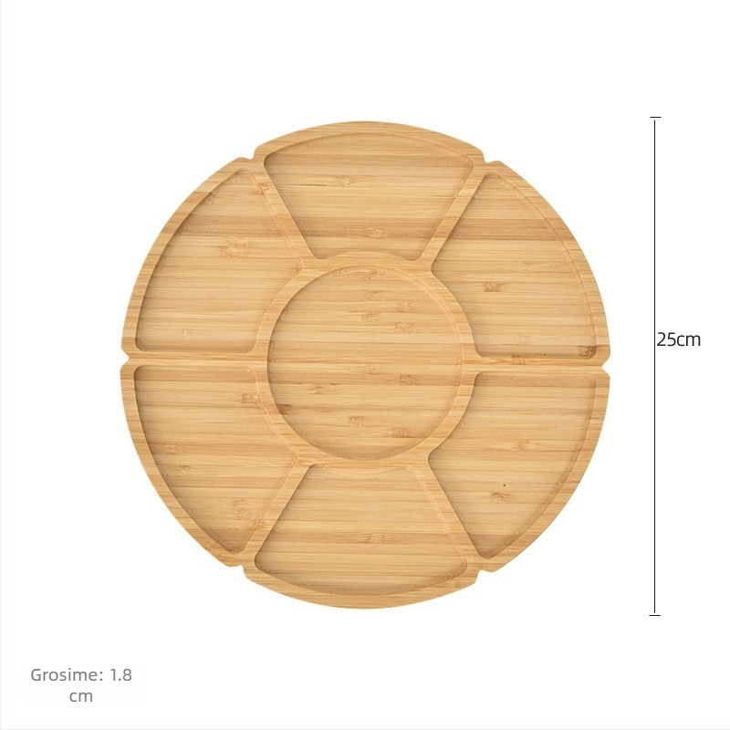 Veselă din lemn de bambus: tavă pentru mic dejun și farfurie pentru pizza și pâine, design modern minimalist, pentru mâncăruri occidentale, gustări și ceai de după-amiază
