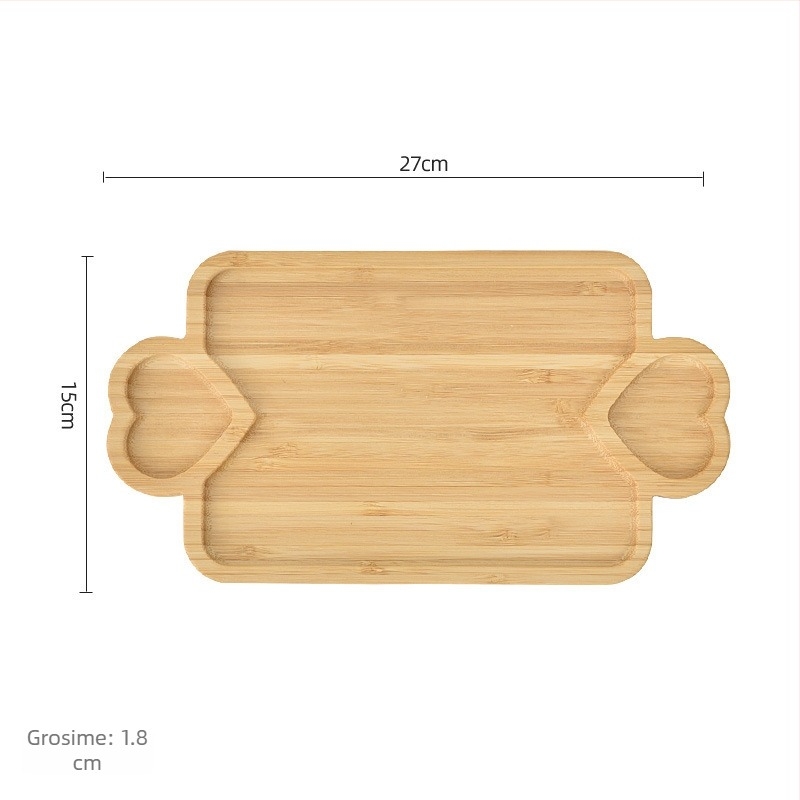 Veselă din lemn de bambus: tavă pentru mic dejun și farfurie pentru pizza și pâine, design modern minimalist, pentru mâncăruri occidentale, gustări și ceai de după-amiază
