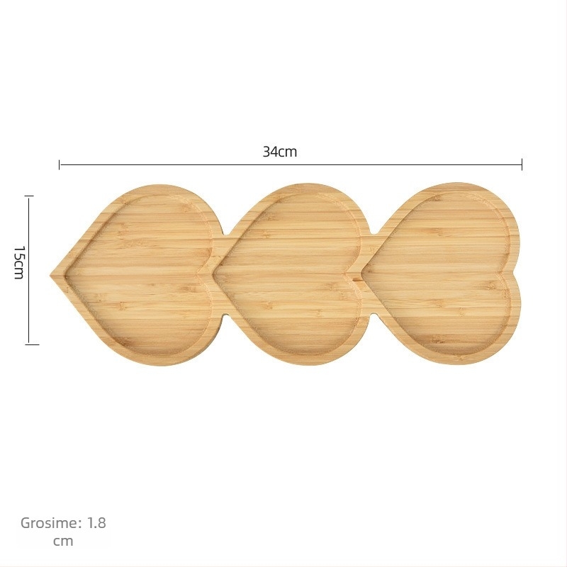 Veselă din lemn de bambus: tavă pentru mic dejun și farfurie pentru pizza și pâine, design modern minimalist, pentru mâncăruri occidentale, gustări și ceai de după-amiază