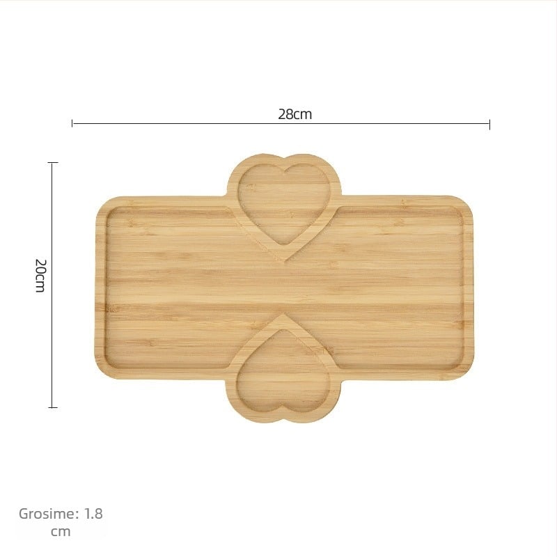 Veselă din lemn de bambus: tavă pentru mic dejun și farfurie pentru pizza și pâine, design modern minimalist, pentru mâncăruri occidentale, gustări și ceai de după-amiază