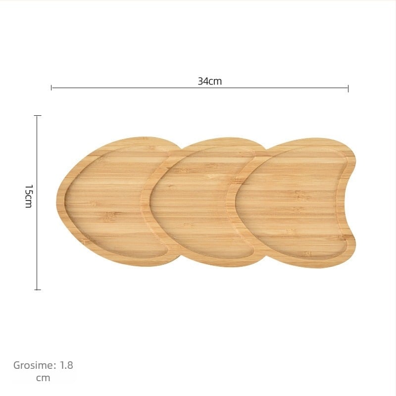 Veselă din lemn de bambus: tavă pentru mic dejun și farfurie pentru pizza și pâine, design modern minimalist, pentru mâncăruri occidentale, gustări și ceai de după-amiază