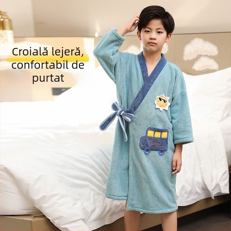 Halat de baie pentru copii cu mâneci lungi, stil prosoape, absorbant și uscare rapidă, purtabil la baie și la înot, halat părinte-copil