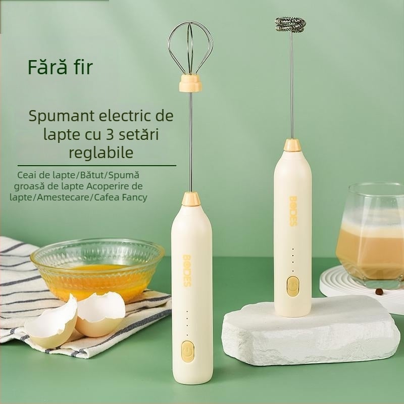 Spumător electric pentru lapte, tel de ouă, spumator pentru cafea, mini mixer reîncărcabil