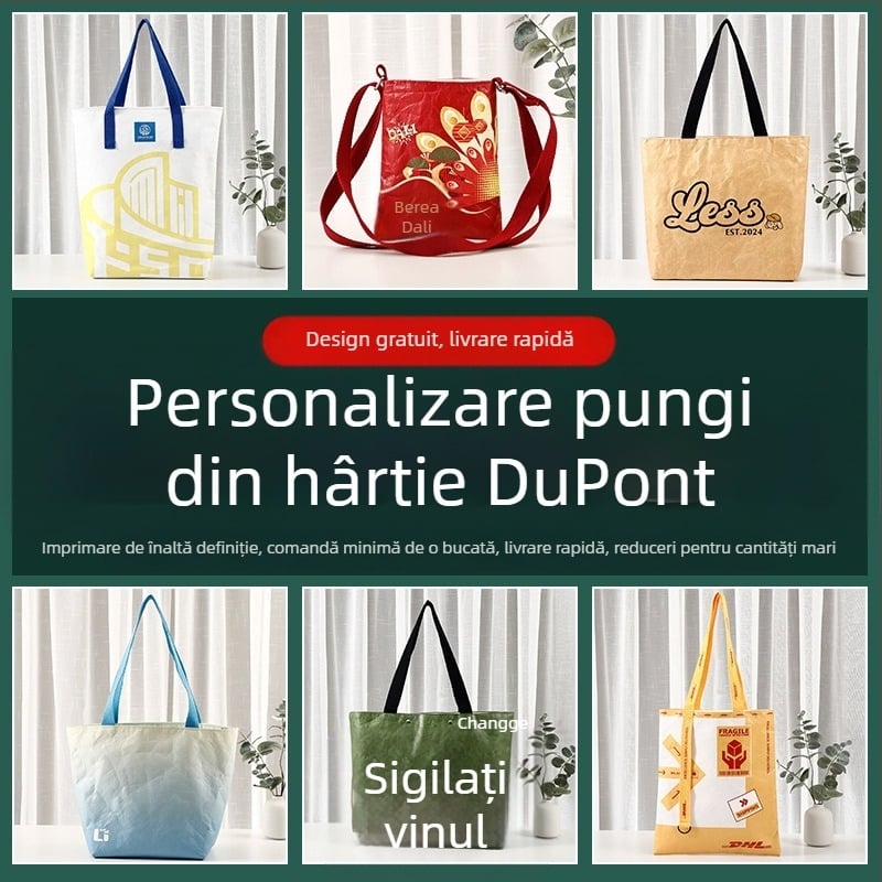 Geantă cosmetică pentru telefon din hârtie DuPont, cu logo, personalizabilă, purtată în mână sau pe umăr
