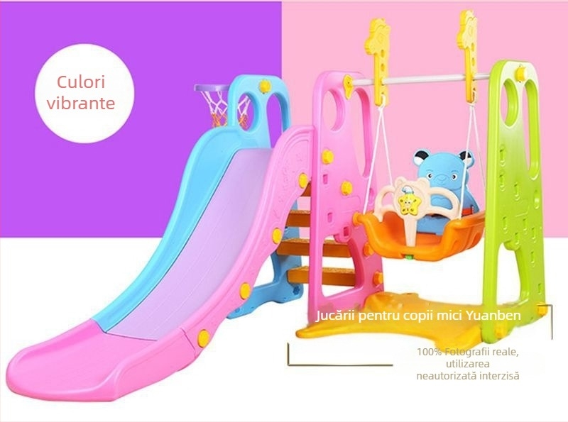 Trei în unu: tobogan interior pentru grădiniță și set cu leagăn pentru exterior, pentru uz casnic