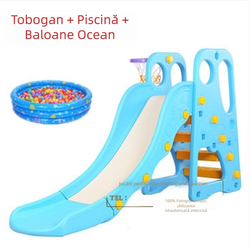Trei în unu: tobogan interior pentru grădiniță și set cu leagăn pentru exterior, pentru uz casnic