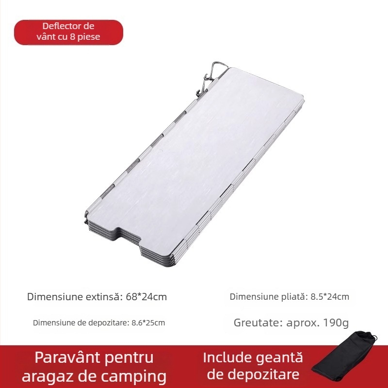 Scut de vânt pliabil pentru arzător canistră – din aliaj de aluminiu, pentru camping în aer liber