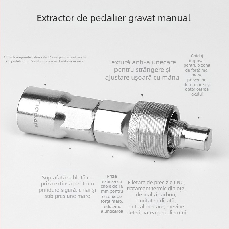 Unealtă de tragere a crankului bicicletei pentru demontarea crankset-ului MTB și oraș, cu un singur braț