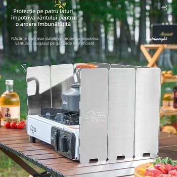 Ecran anti-vânt pentru aragaz cu gaz - protecție pentru camping