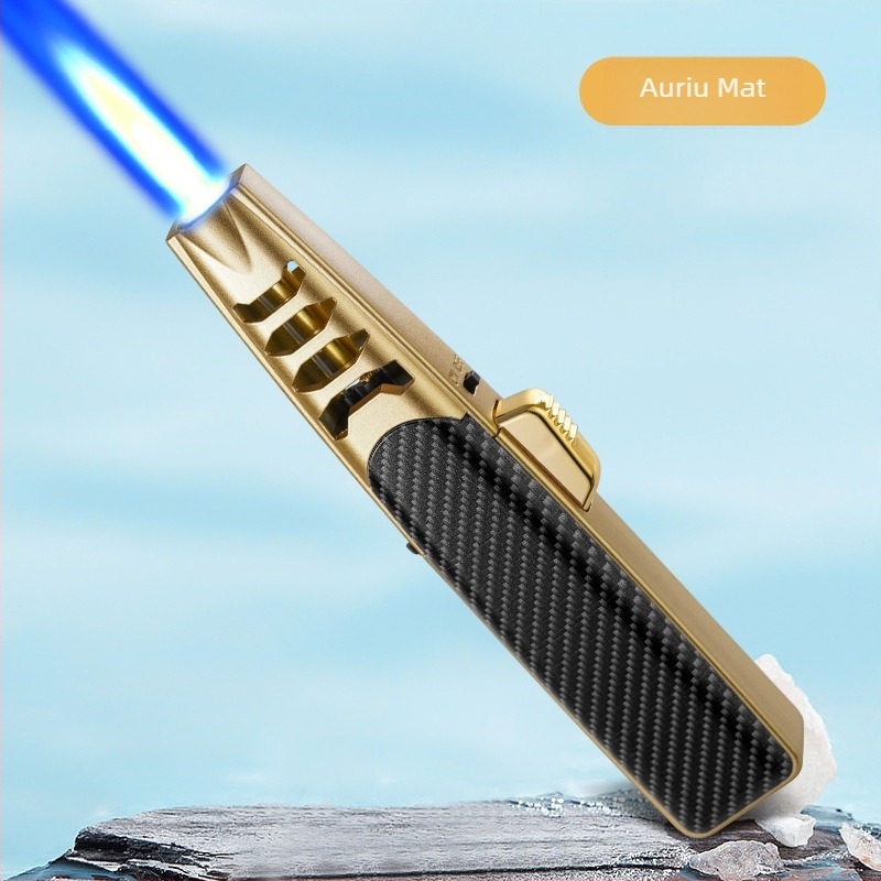 Aprinzător portabil cu butan pentru grătar în aer liber, flacără puternică, rezistent la vânt, din metal, aprindere directă, design minimalist