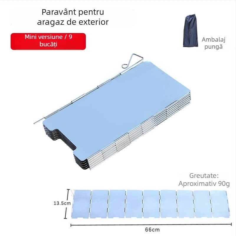 Ecran de protecție împotriva vântului pentru aragaz de camping