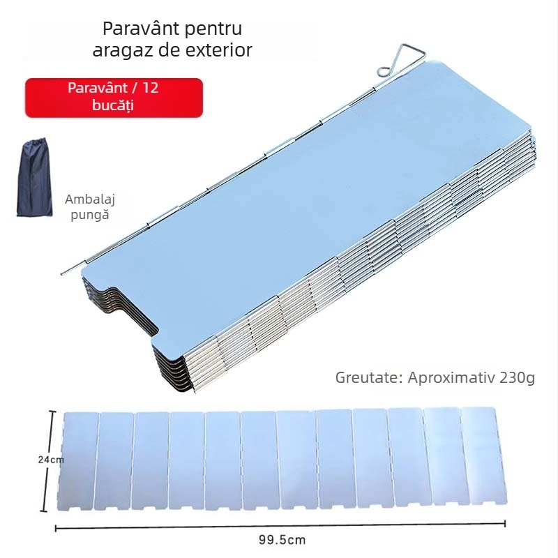 Ecran de protecție împotriva vântului pentru aragaz de camping