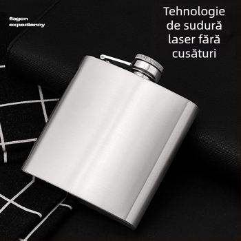Flască din oțel inoxidabil, 1–10 oz, portabilă pentru exterior, finisaj natural