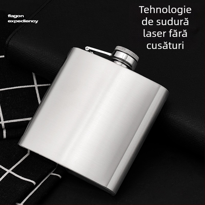 Flască din oțel inoxidabil, 1–10 oz, portabilă pentru exterior, finisaj natural