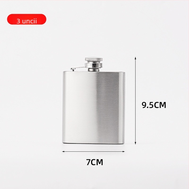 Flască din oțel inoxidabil, 1–10 oz, portabilă pentru exterior, finisaj natural