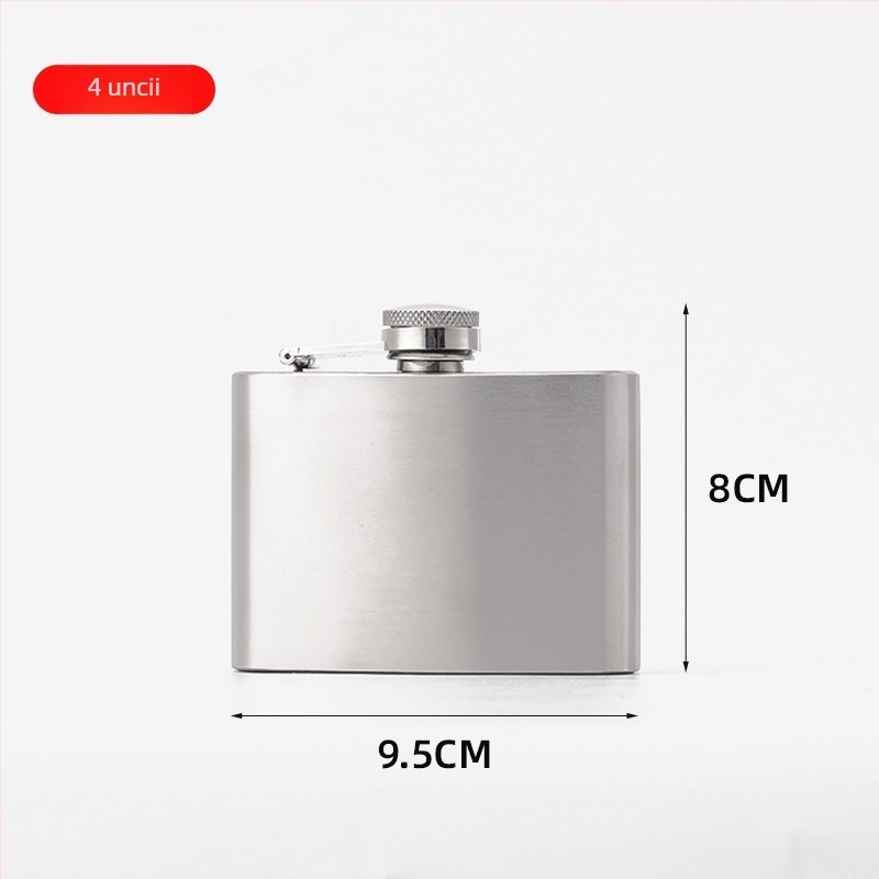 Flască din oțel inoxidabil, 1–10 oz, portabilă pentru exterior, finisaj natural