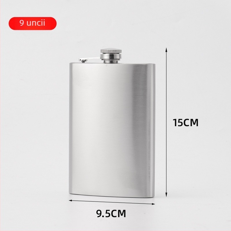 Flască din oțel inoxidabil, 1–10 oz, portabilă pentru exterior, finisaj natural