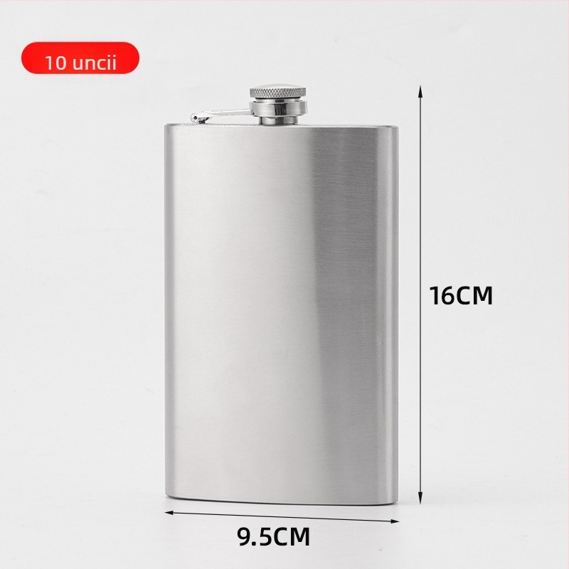 Flască din oțel inoxidabil, 1–10 oz, portabilă pentru exterior, finisaj natural
