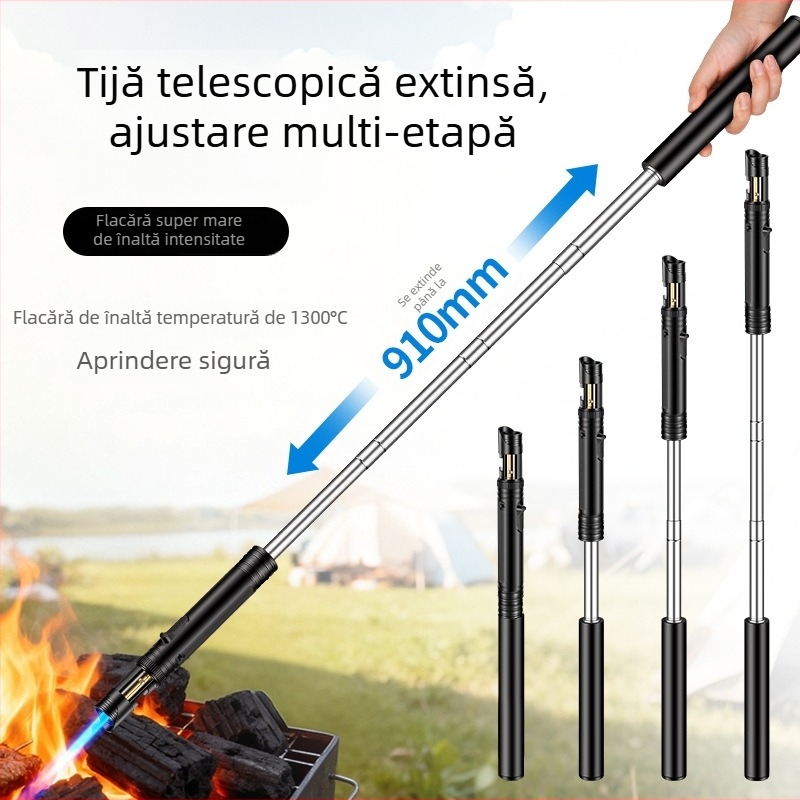 Koofly Aprindător cu flacără albastră, tub telescopic și iluminare COB – potrivit pentru grătar în aer liber și camping