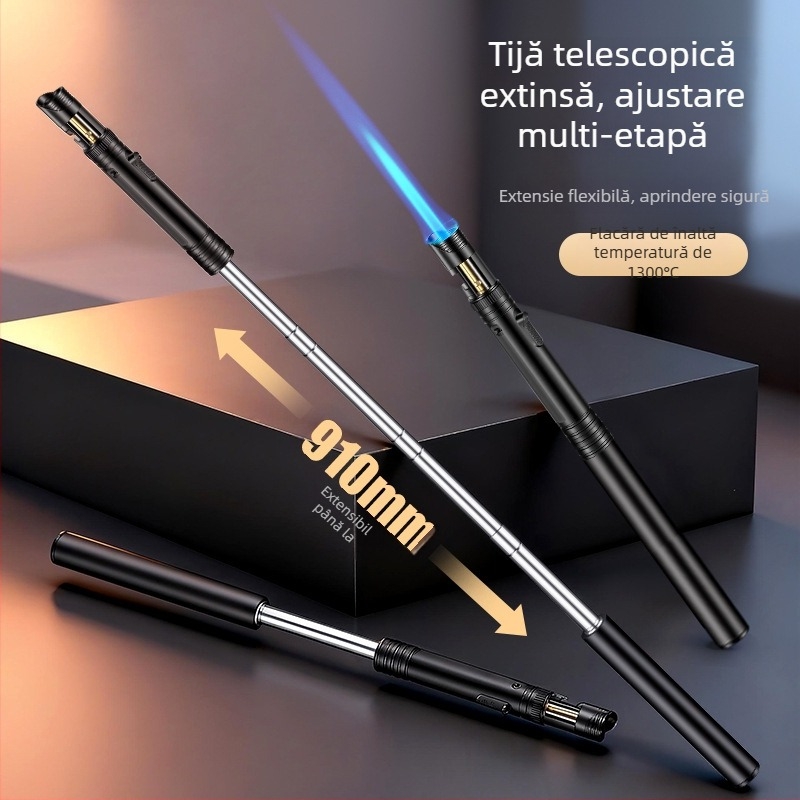 Koofly Aprindător cu flacără albastră, tub telescopic și iluminare COB – potrivit pentru grătar în aer liber și camping